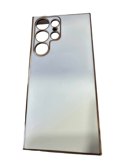 carcasa Samsung S 22 ultra - Diseño blanco con lineas doradas elegantes-min